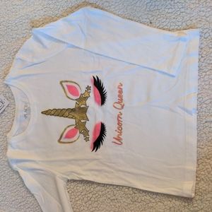 White unicorn queen long sleeve tee - small